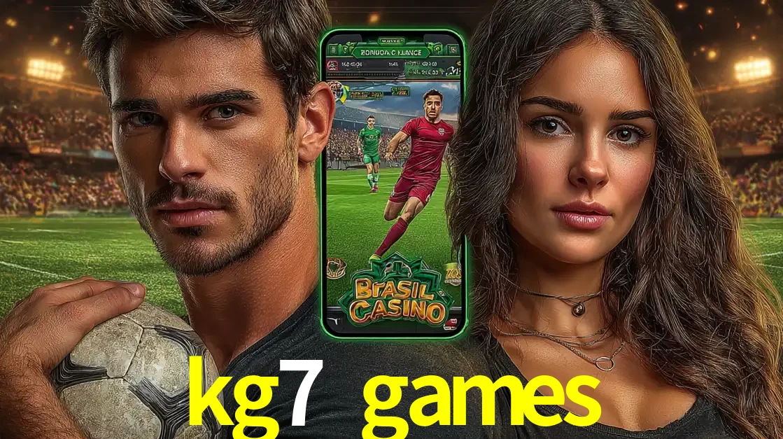 Homem segurando uma bola de futebol e uma mulher ao lado de um smartphone exibindo o jogo de apostas esportivas da kg7 games. Faça seu palpite no cassino online.